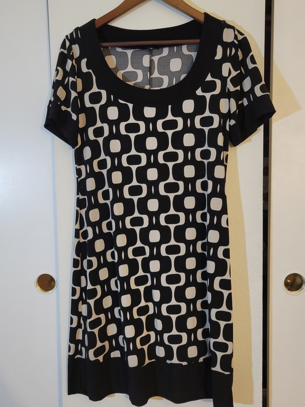 Tiana B. Black and Cream Patterned Dress